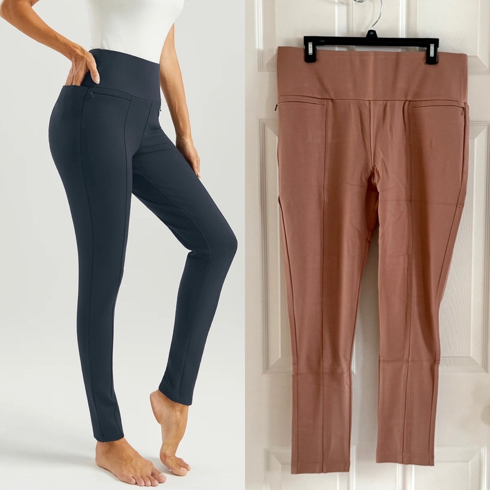 Betabrand Power Down DPYP Dress Pant Yoga Pant Skinny in Tan Brown Size‎ XL